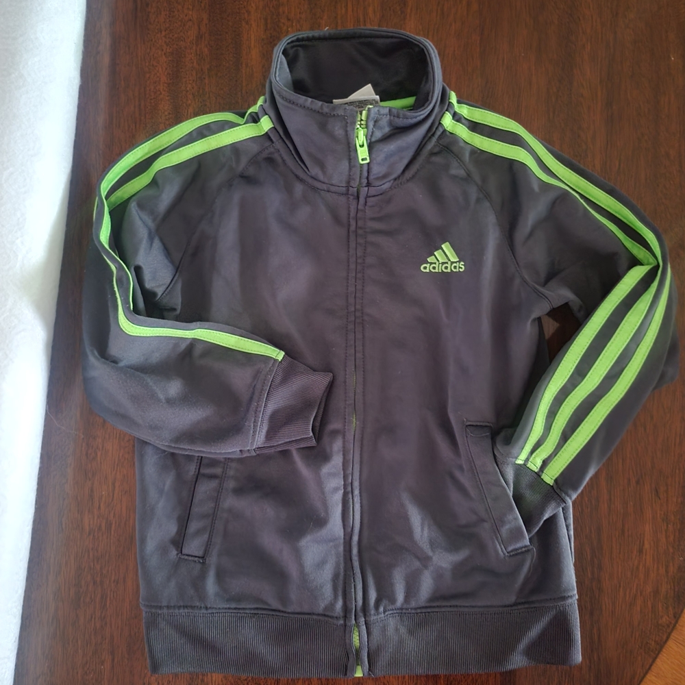 Kids Adidas Gray and Green Track Jacket - Picture 1 of 7